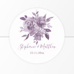 Dusty Mauve Floral Roses Watercolor Wedding Classic Round Sticker<br><div class="desc">These wedding stickers feature watercolor dusty mauve roses,  flowers and foliage. Personalise them with your names and wedding date. These stickers are ideal for use as envelope seal stickers or for decorating wedding favours. These stickers are part of a collection which includes matching wedding stationery.</div>