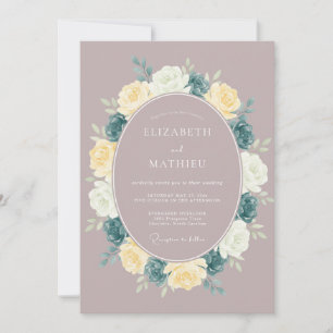 Dusty Mauve Floral Watercolor Wedding Invitation