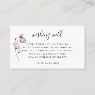 Dusty Mauve Floral Wedding Wishing Well Enclosure Card