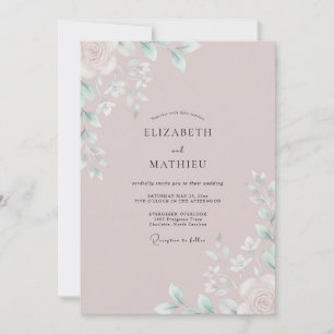 Dusty Mauve Foliage Eucalyptus Wedding Invitation