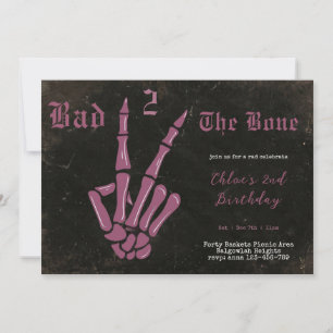 Dusty Mauve Gothic Sketelon Birthday Halloween Invitation