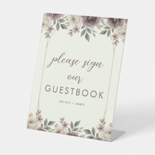 Dusty Mauve & Ivory Bloom Botanical Guestbook Sign