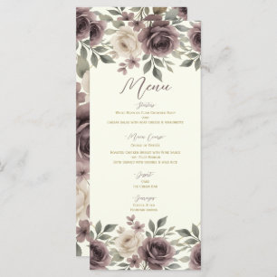 Dusty Mauve & Ivory Bloom Botanical Wedding Menu