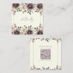 Dusty Mauve & Ivory Bloom Botanical Wedding Square Business Card