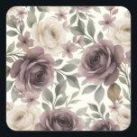 Dusty Mauve & Ivory Bloom Botanical Wedding Square Sticker<br><div class="desc">Dusty Mauve & Ivory Bloom Botanical stickers</div>