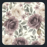 Dusty Mauve & Ivory Bloom Botanical Wedding Square Sticker<br><div class="desc">Dusty Mauve & Ivory Bloom Botanical stickers</div>
