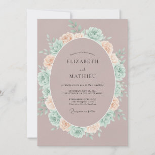 Dusty Mauve Mint Peony Wedding Invitation