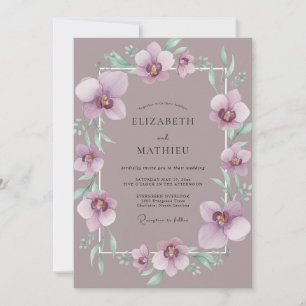 Dusty Mauve Orchid Wedding Invitation