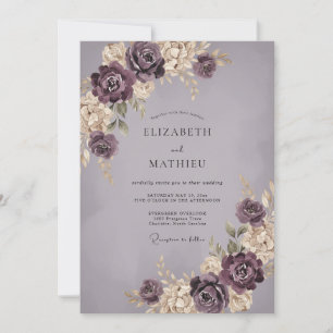 Dusty Mauve Painted Wedding Invitation