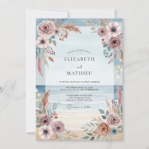 Dusty Mauve Pampas Eucalyptus Wedding Invitation