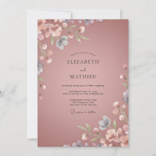 Dusty Mauve Petal Wedding Invitation