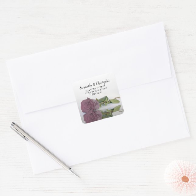 Dusty Mauve Pink Rose Return Address Envelope Seal (Envelope)