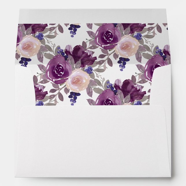 Dusty Mauve Purple Blush Floral Botanical Envelope (Back (Bottom))