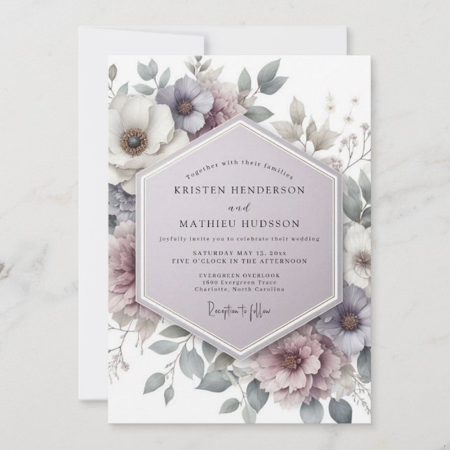 Dusty Mauve Ravishing Spring Wedding Invitation (Front)