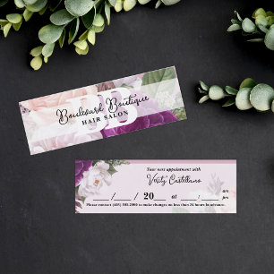 Dusty Mauve Rose Floral Salon Bookmark Appointment Mini Business Card
