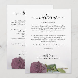 Dusty Mauve Rose Wedding Welcome & Itinerary Programme