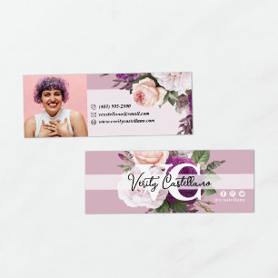 Dusty Mauve Vintage Roses Floral Personal Photo Mini Business Card