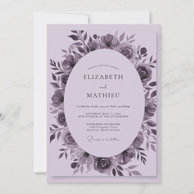 Dusty Mauve Wildflower Wedding Invitation (Front)