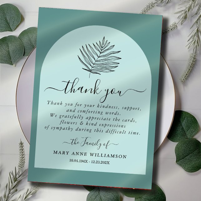 Dusty Minimal Script Funeral Thank You Card (Creator Uploaded)