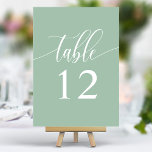 Dusty Mint Minimalist Calligraphy Wedding Table Number<br><div class="desc">Guide your guests to their seats with these elegant dusty mint green wedding table numbers. Featuring a minimalist design with modern calligraphy, these table numbers add a touch of sophistication to your wedding reception. The soft background and clean, elegant typography ensure easy readability while enhancing your wedding decor. Perfect for...</div>