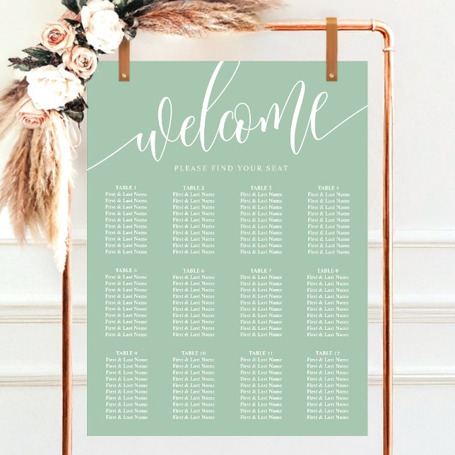 Dusty Mint Minimalist Wedding Seating Chart (Creator Uploaded)