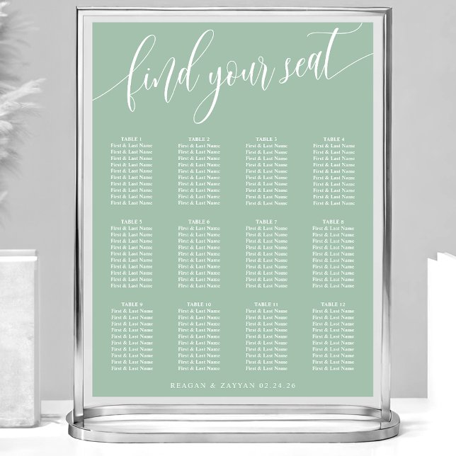 Dusty Mint Simple Wedding Seating Chart (Creator Uploaded)