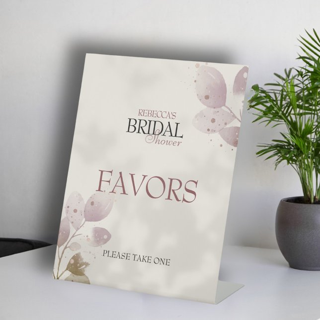 Dusty Muted Blush Pink Floral Bridal Shower Favour Pedestal Sign (Creator Uploaded)