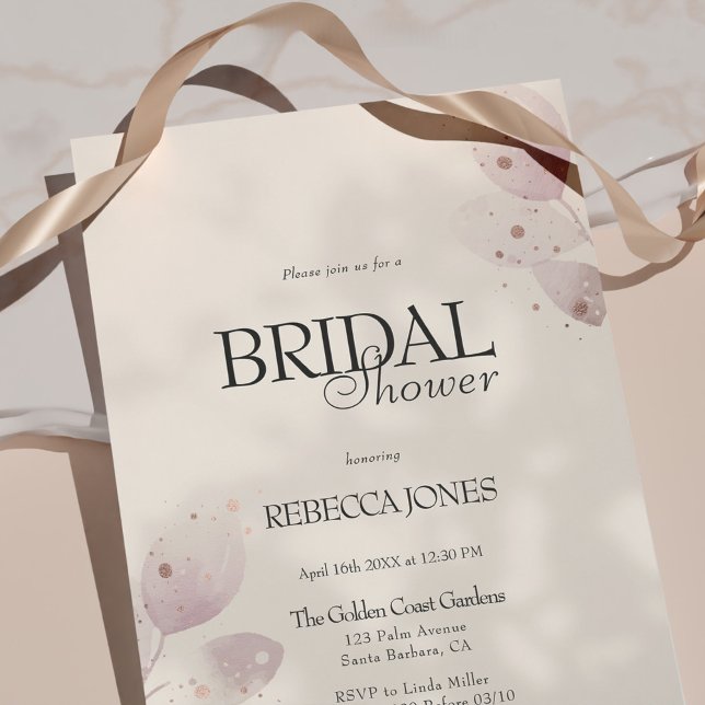 Dusty Muted Blush Pink Floral Bridal Shower Invitation (Creator Uploaded)
