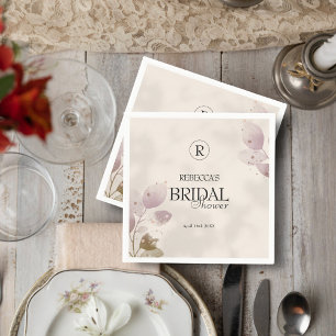 Dusty Muted Blush Pink Floral Bridal Shower Napkin