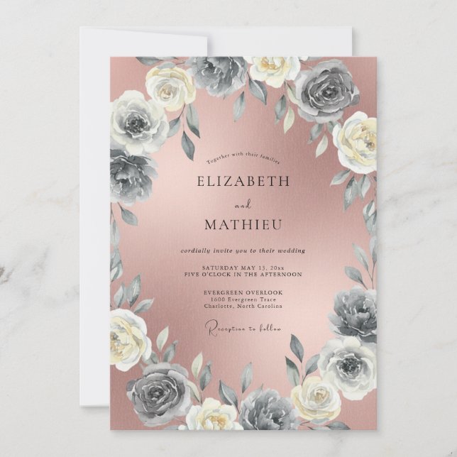 Dusty Muted Mauve Painted Wedding Invitation (Front)