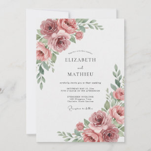 Dusty Muted Rose Wedding Invitation