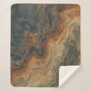 Dusty Navy Blue Burnt Orange Sage Abstract Sherpa Blanket
