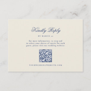 Dusty Navy Winter QR Code Wedding RSVP Card