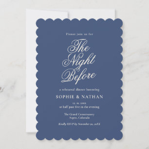 Dusty Navy Winter Rehearsal Dinner Invitation