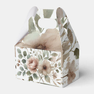 Dusty Olive & Pink Watercolor Floral Wedding Favour Box