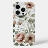 Dusty Olive & Pink Watercolor Modern Floral