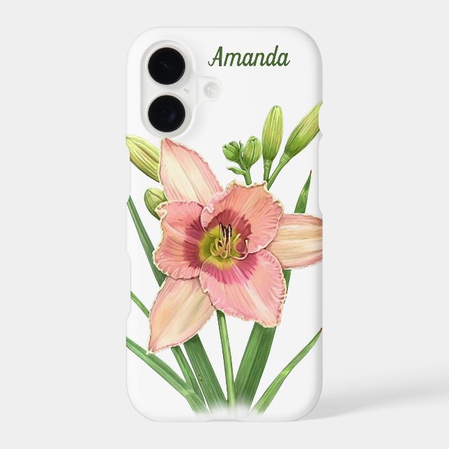 Dusty Orange Daylily Botanical Art Personalised (Back)