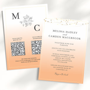Dusty Orange Elegant QR Code Wedding Invitation