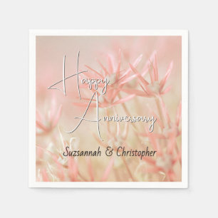 Dusty Orange Floral Background Anniversary Napkin