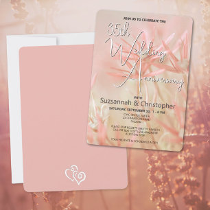 Dusty Orange Floral Wedding Anniversary Party Invitation