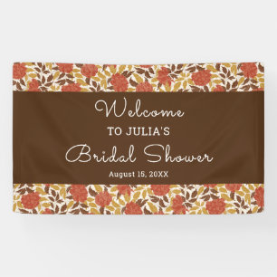 Dusty Orange Peony Flowers Fall Bridal Shower Banner