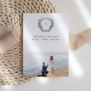 Dusty Pastel Blue Flowers Bride Save The Date