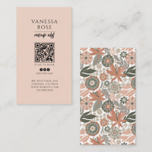 Dusty Peach Makeup Artist QR Code Business Card