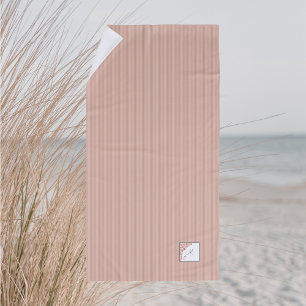 Dusty Peach Stripe Terracotta Butterfly Monogram Beach Towel