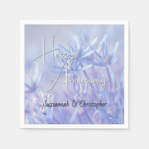 Dusty Periwinkle Floral Background Anniversary Napkin