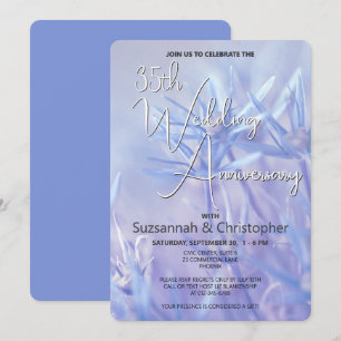 Dusty Periwinkle Floral Wedding Anniversary Party Invitation