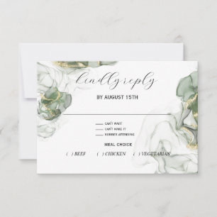 Dusty Pine Green and Charcoal RSVP Card