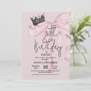 Dusty Pink 30th Birthday ⎮Pink Royal Bow Party Invitation