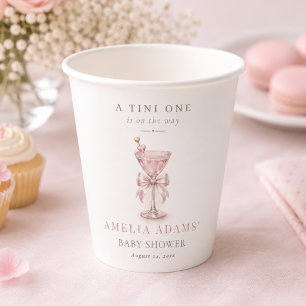 Dusty Pink A Tini One Preppy Girl Baby Shower Paper Cups