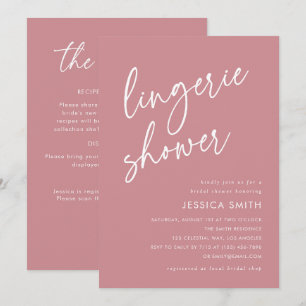 Dusty Pink All-in-One QR Code Lingerie Shower Invitation